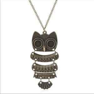 Owl pendant hanging dangle long sweater necklace NWT